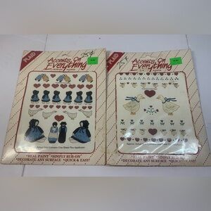 Vintage Amish, Geese & Hearts Accents Rub On Sheets. 2937